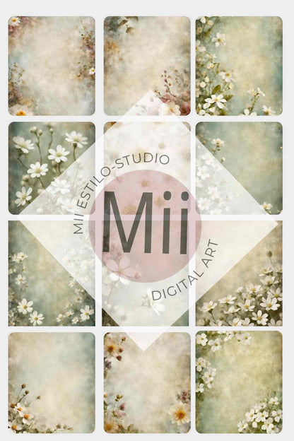 Altheda Flower Handcrafted Canvas Style Digital Backdrops, Maternity Photoshoot Backgrounds, Flower Texture Overlays, Flower Fine Art Backdrop Designs, Photoshop Overlay Textures - Mii - Estilo