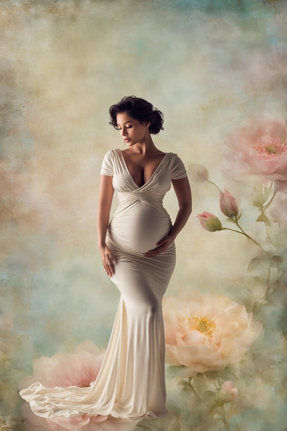 Alyssa Flower Handcrafted Canvas Style Digital Backdrops, Maternity Photoshoot Backgrounds, Flower Texture Overlays, Flower Fine Art Backdrop Designs, Photoshop Overlay Textures - Mii - Estilo