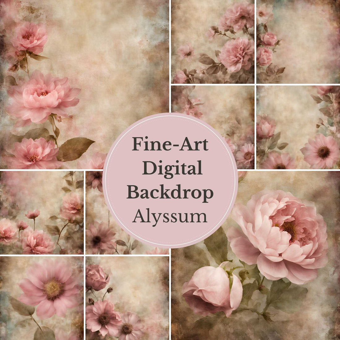 Alyssum Flower Handcrafted Canvas Style Digital Backdrops, Maternity Photoshoot Backgrounds, Flower Texture Overlays, Flower Fine Art Backdrop Designs, Photoshop Overlay Textures - Mii - Estilo
