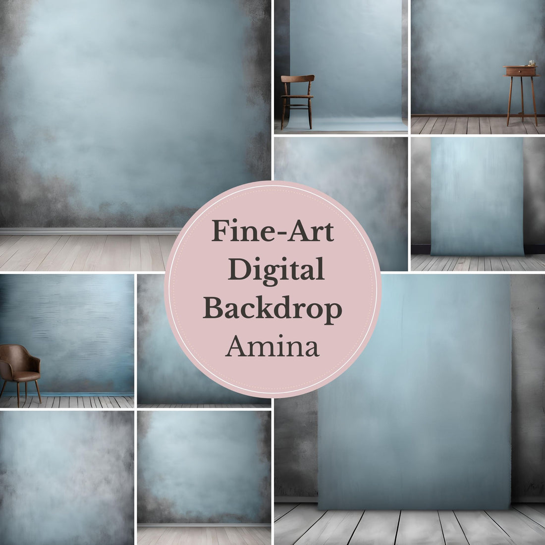 Amina Vintage Blue Digital Backdrop for Photoshop – Digital Background Photoshop - Mii - Estilo