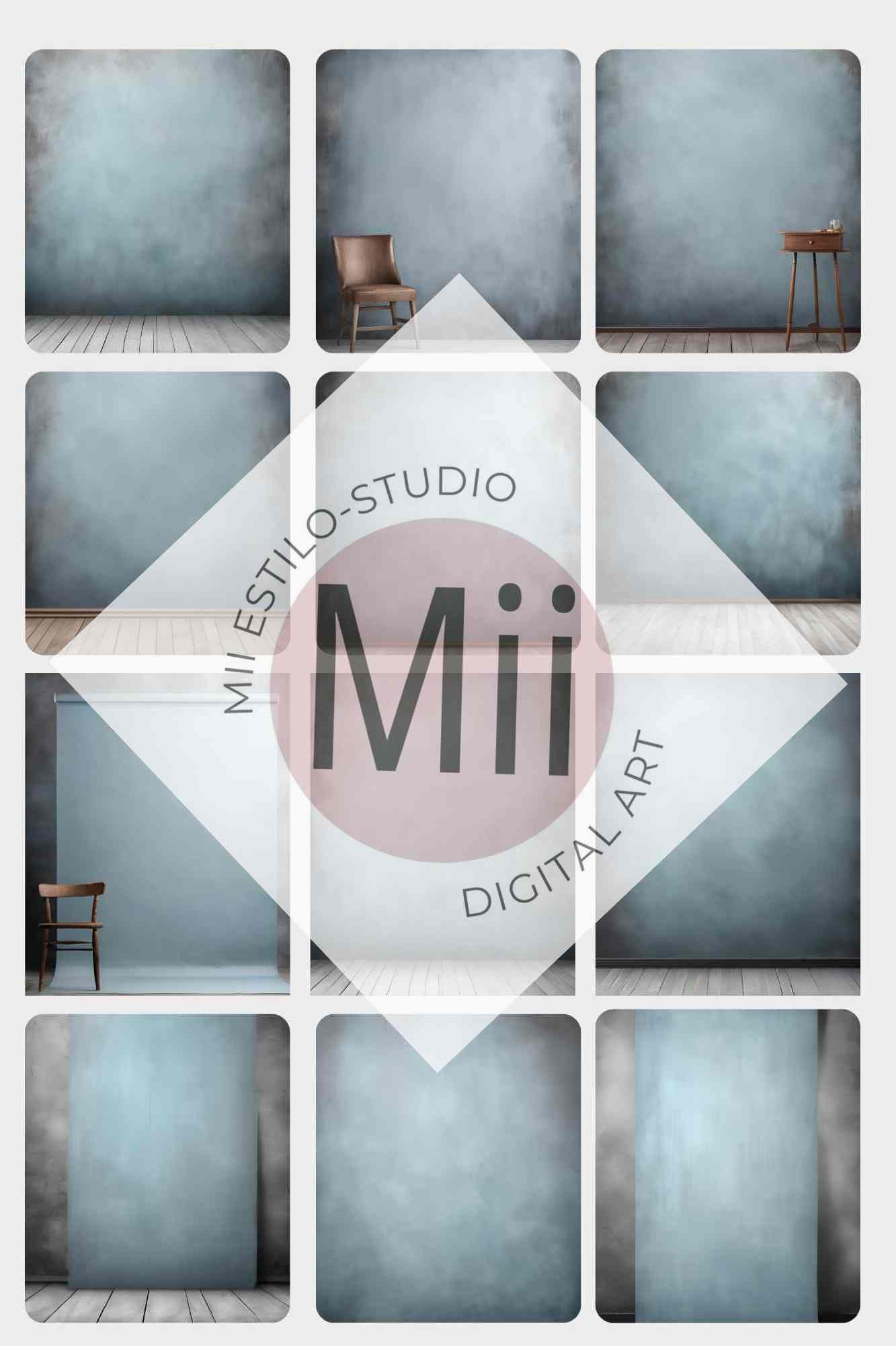 Amina Vintage Blue Digital Backdrop for Photoshop – Digital Background Photoshop - Mii - Estilo