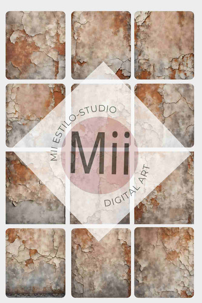 Amourette Rustic Aged Wall Digital Backdrop – Vintage Cracked &amp; Weathered Texture for Photoshop - Mii - Estilo