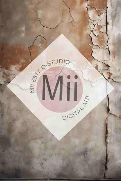 Amourette Rustic Aged Wall Digital Backdrop – Vintage Cracked &amp; Weathered Texture for Photoshop - Mii - Estilo