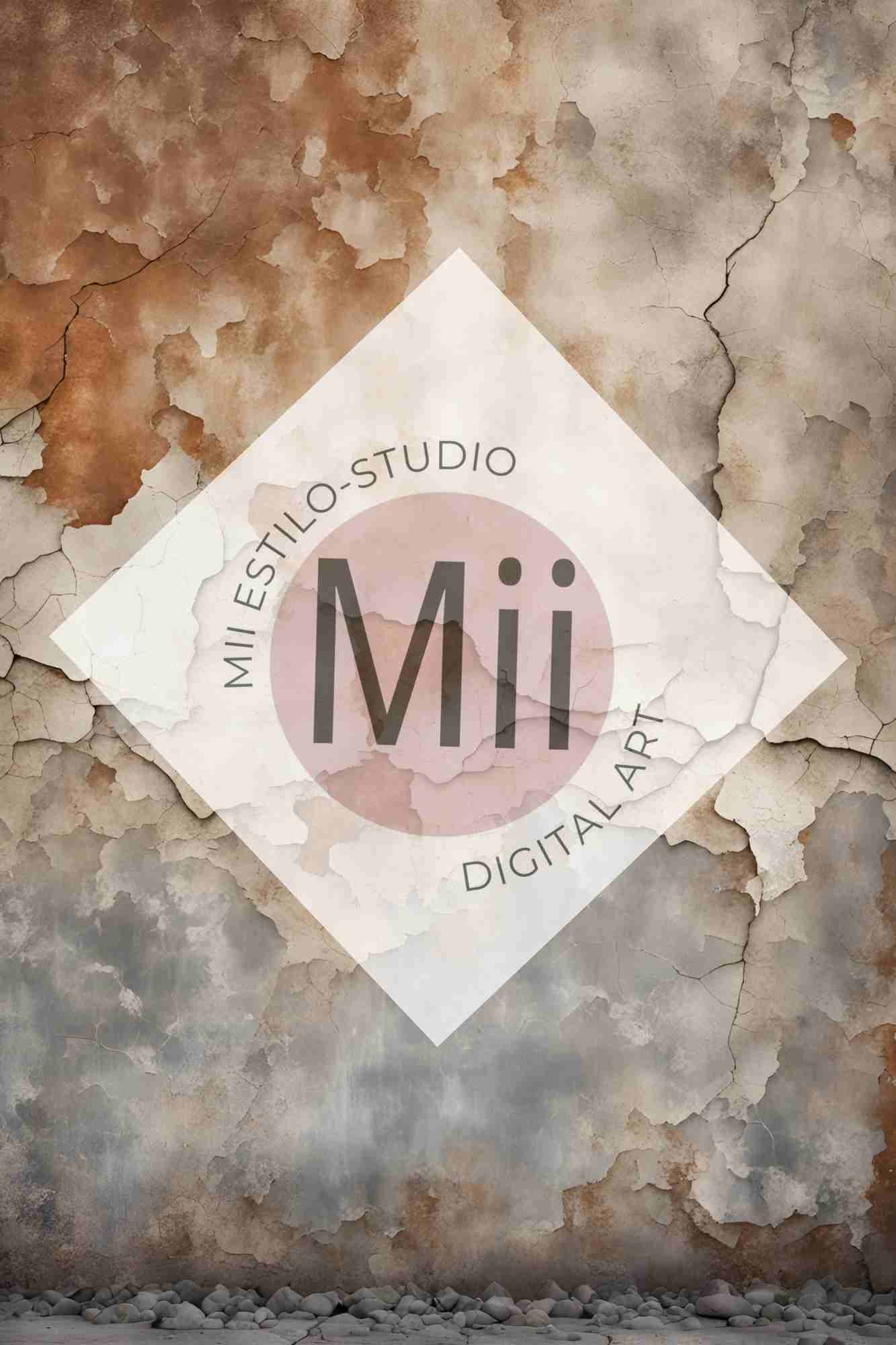 Amourette Rustic Aged Wall Digital Backdrop – Vintage Cracked &amp; Weathered Texture for Photoshop - Mii - Estilo