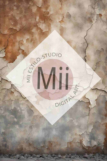 Amourette Rustic Aged Wall Digital Backdrop – Vintage Cracked &amp; Weathered Texture for Photoshop - Mii - Estilo