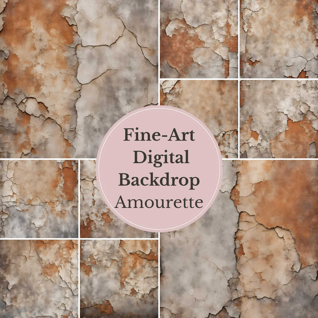 Amourette Rustic Aged Wall Digital Backdrop – Vintage Cracked & Weathered Texture for Photoshop - Mii - Estilo