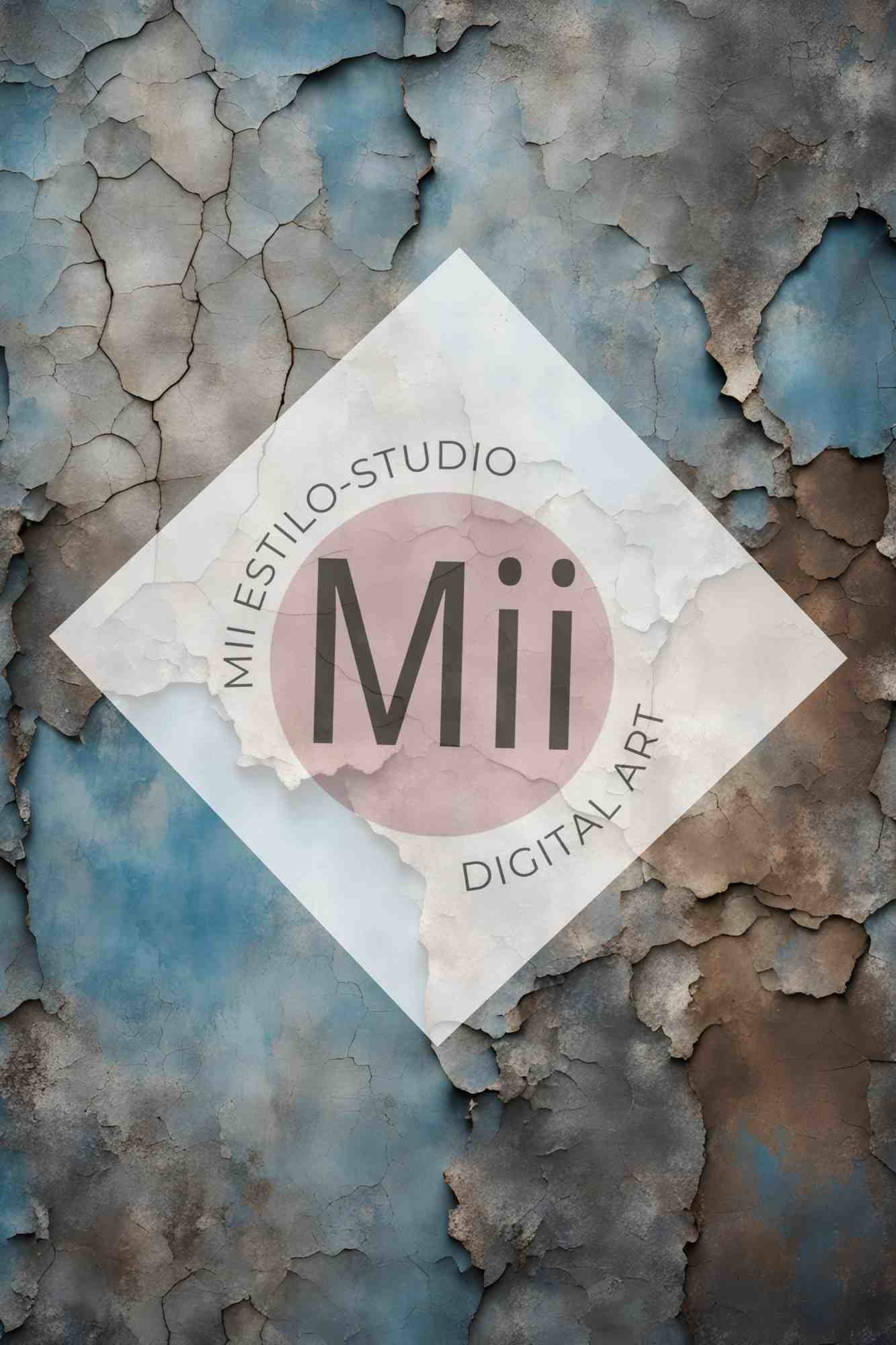 Amsonia Vintage Blue Cracked Wall Digital Backdrop – Distressed Textured Background for Photoshop - Mii - Estilo