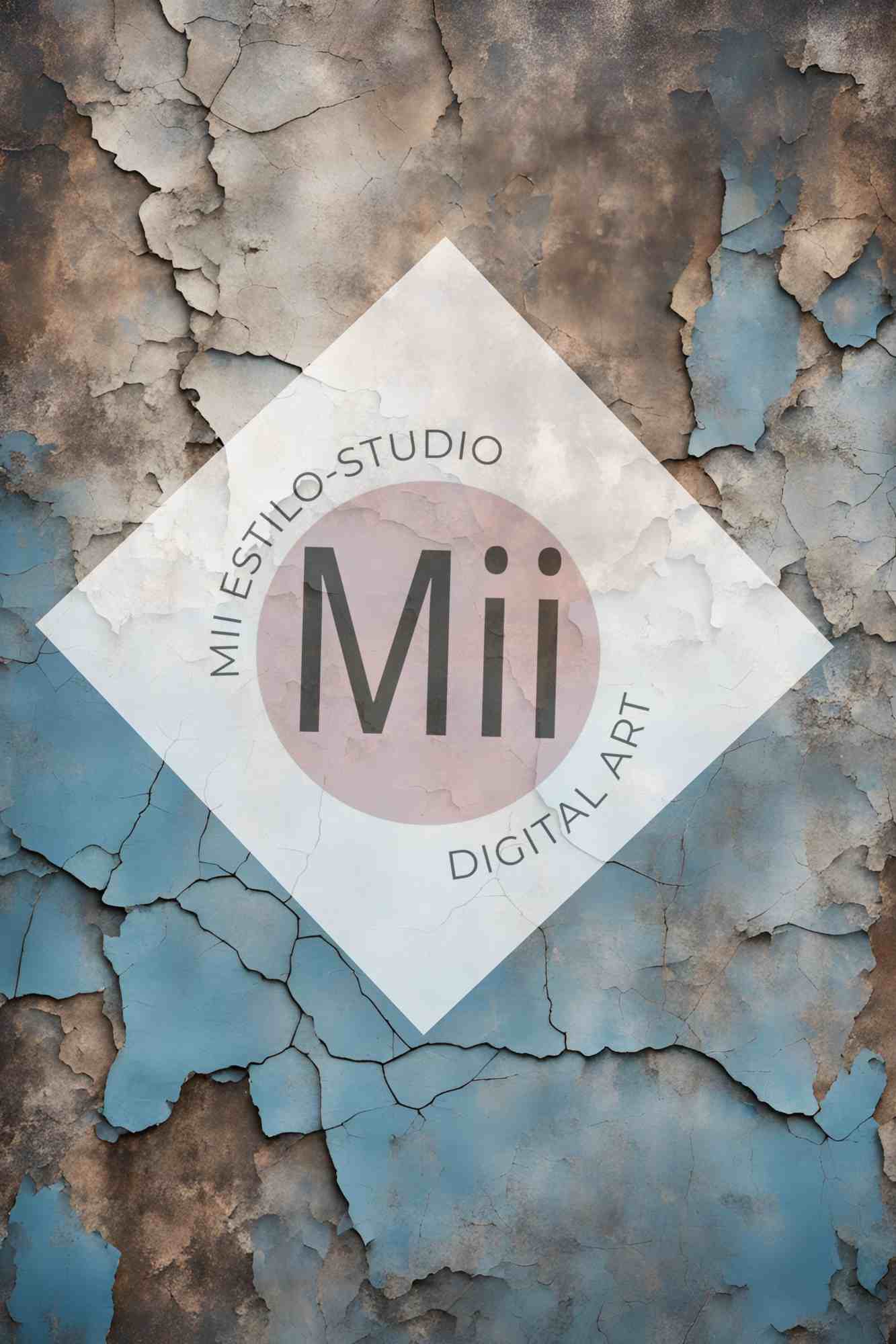 Amsonia Vintage Blue Cracked Wall Digital Backdrop – Distressed Textured Background for Photoshop - Mii - Estilo