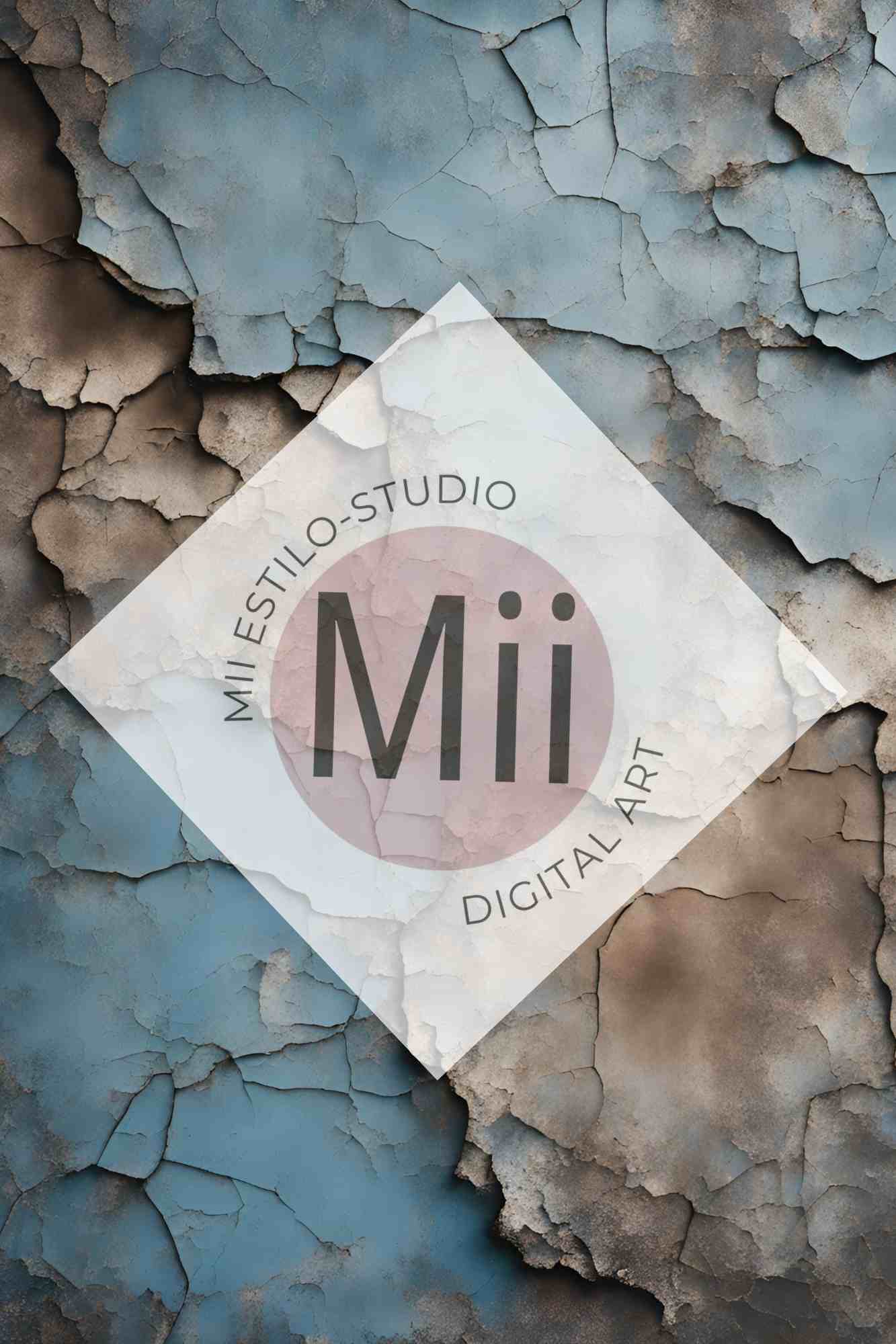 Amsonia Vintage Blue Cracked Wall Digital Backdrop – Distressed Textured Background for Photoshop - Mii - Estilo