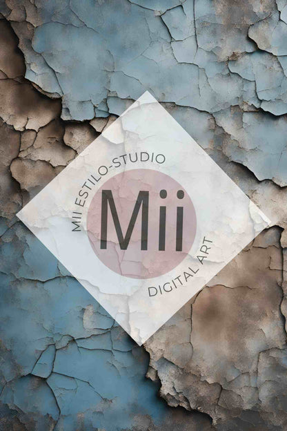 Amsonia Vintage Blue Cracked Wall Digital Backdrop – Distressed Textured Background for Photoshop - Mii - Estilo
