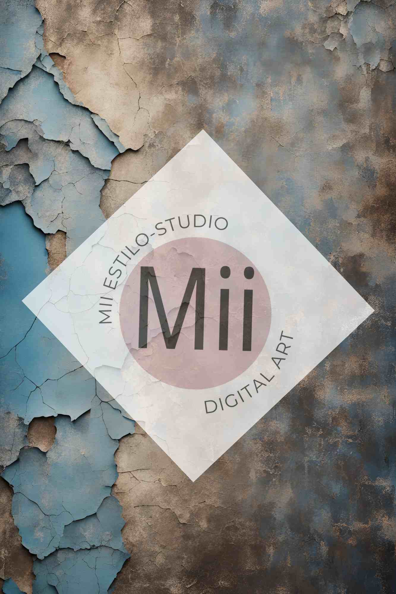 Amsonia Vintage Blue Cracked Wall Digital Backdrop – Distressed Textured Background for Photoshop - Mii - Estilo