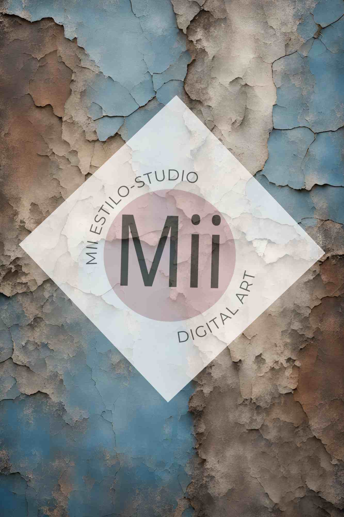 Amsonia Vintage Blue Cracked Wall Digital Backdrop – Distressed Textured Background for Photoshop - Mii - Estilo