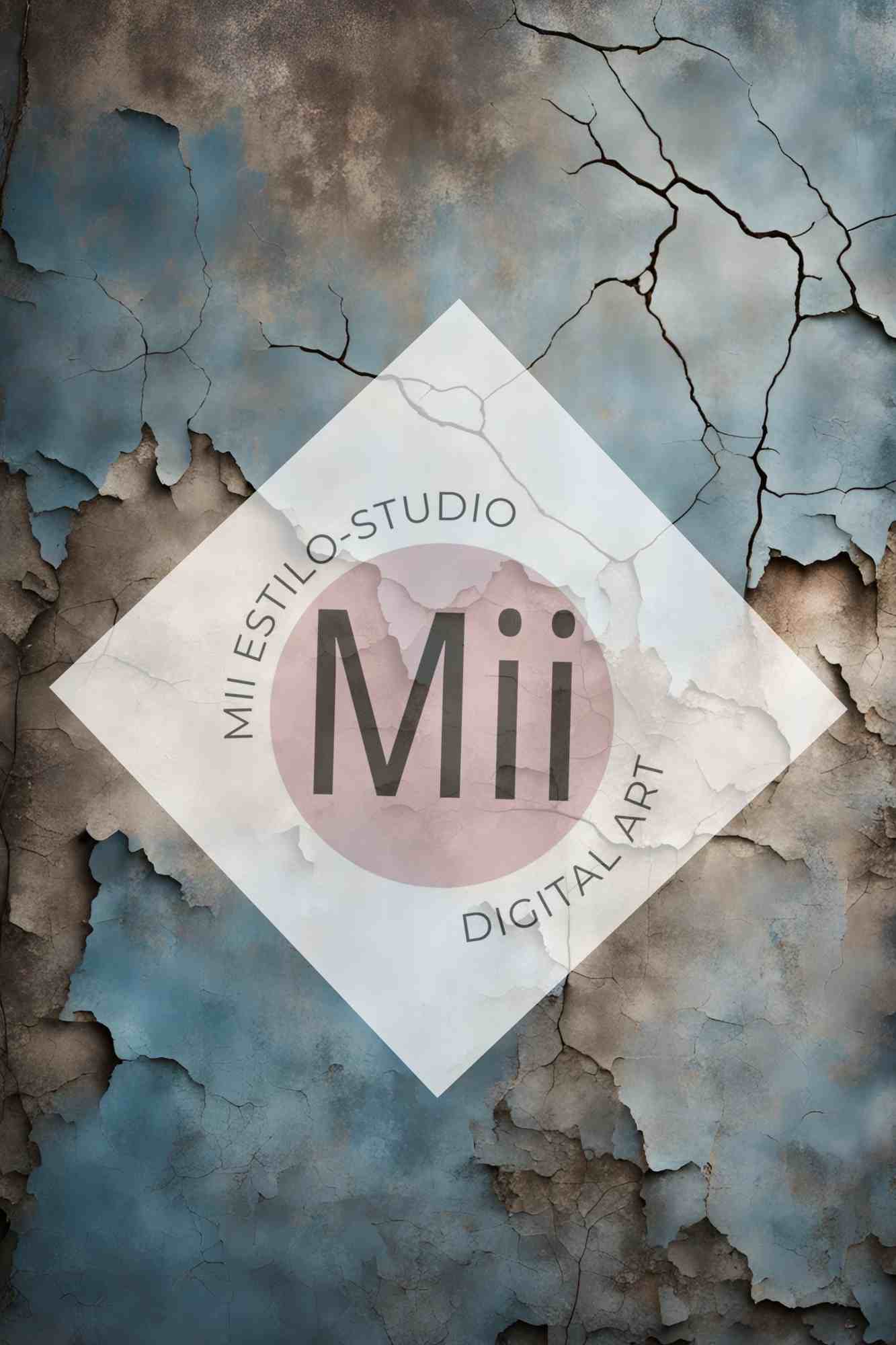 Amsonia Vintage Blue Cracked Wall Digital Backdrop – Distressed Textured Background for Photoshop - Mii - Estilo