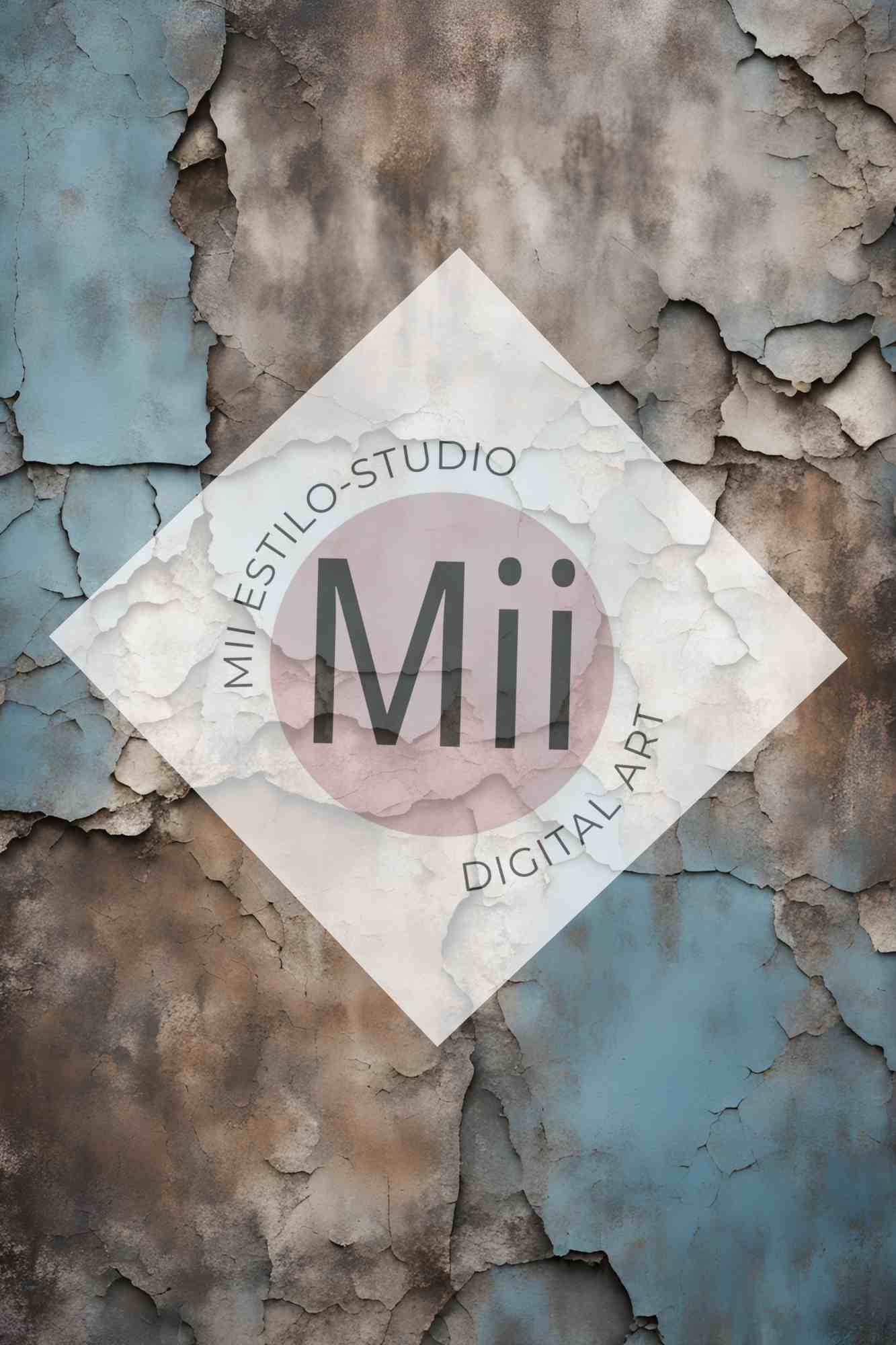 Amsonia Vintage Blue Cracked Wall Digital Backdrop – Distressed Textured Background for Photoshop - Mii - Estilo