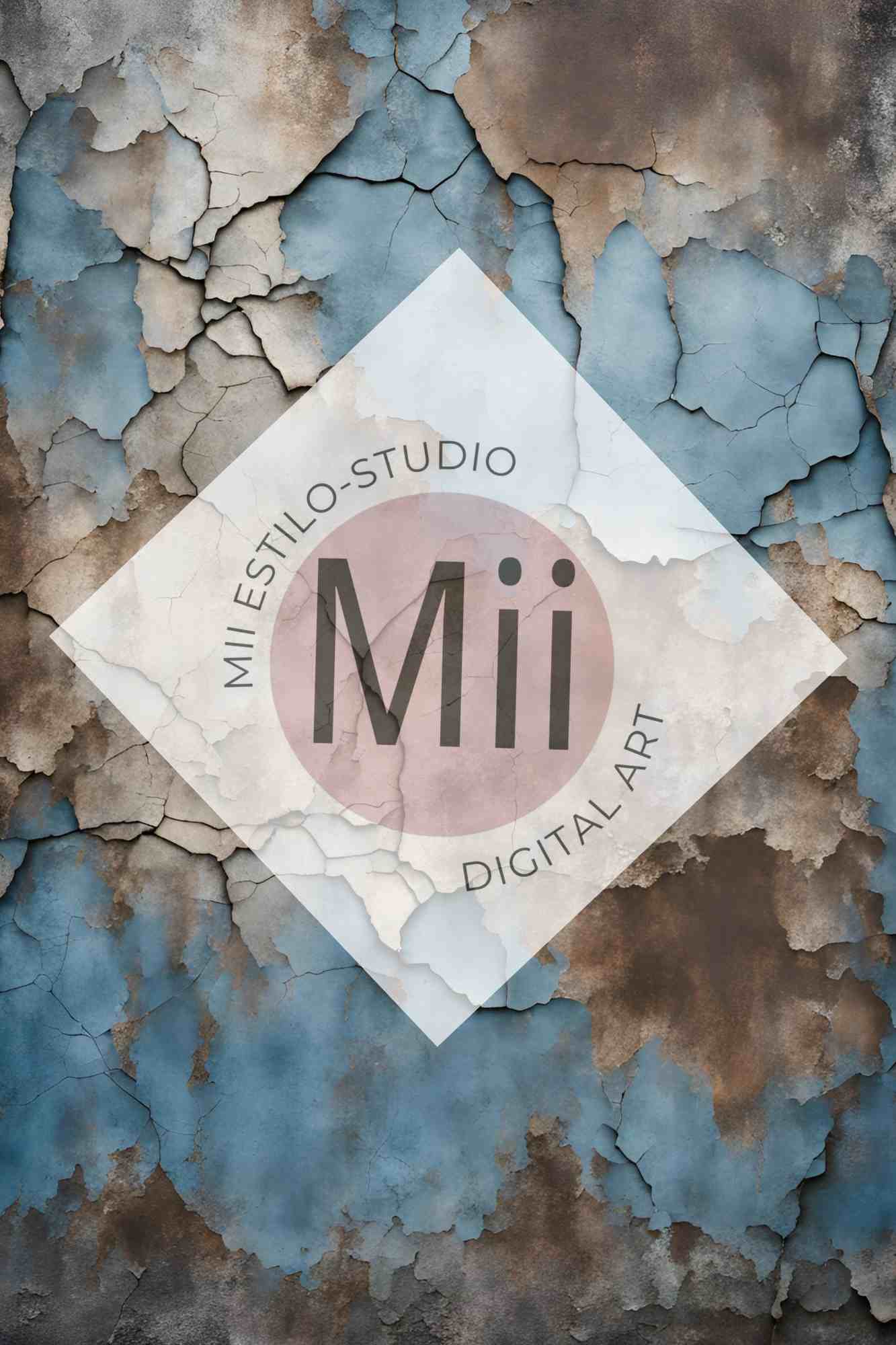 Amsonia Vintage Blue Cracked Wall Digital Backdrop – Distressed Textured Background for Photoshop - Mii - Estilo