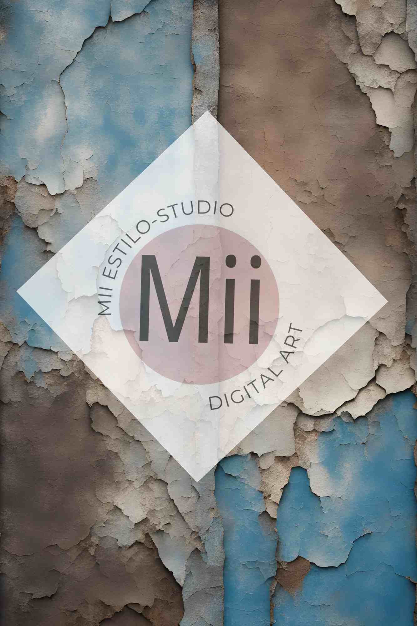 Amsonia Vintage Blue Cracked Wall Digital Backdrop – Distressed Textured Background for Photoshop - Mii - Estilo