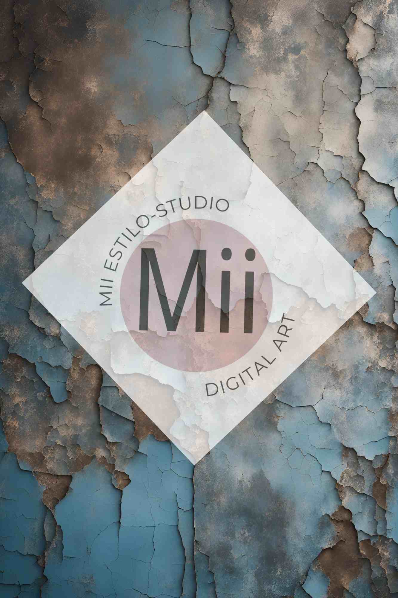 Amsonia Vintage Blue Cracked Wall Digital Backdrop – Distressed Textured Background for Photoshop - Mii - Estilo