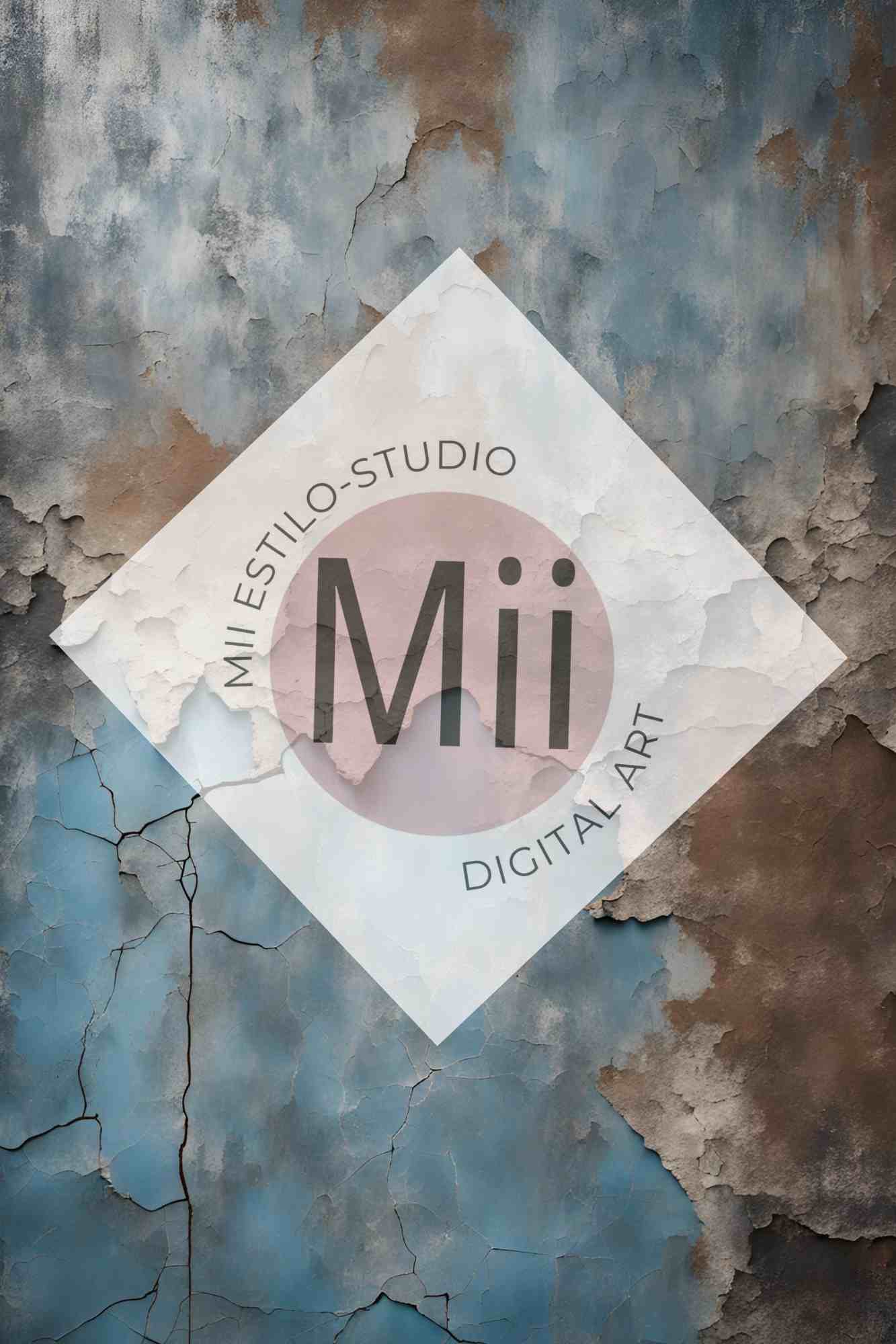 Amsonia Vintage Blue Cracked Wall Digital Backdrop – Distressed Textured Background for Photoshop - Mii - Estilo