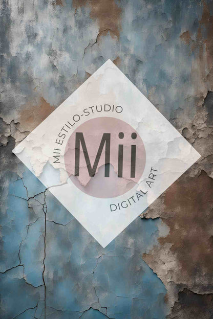 Amsonia Vintage Blue Cracked Wall Digital Backdrop – Distressed Textured Background for Photoshop - Mii - Estilo