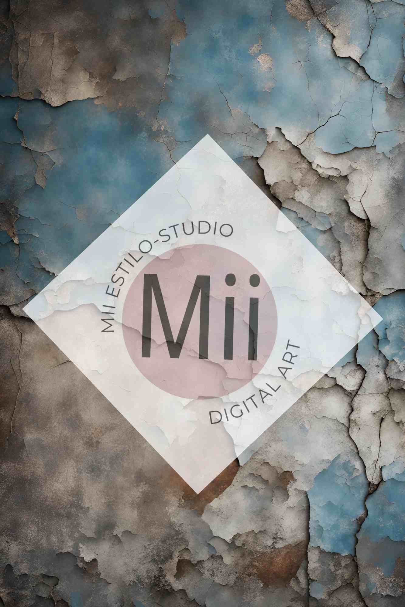 Amsonia Vintage Blue Cracked Wall Digital Backdrop – Distressed Textured Background for Photoshop - Mii - Estilo