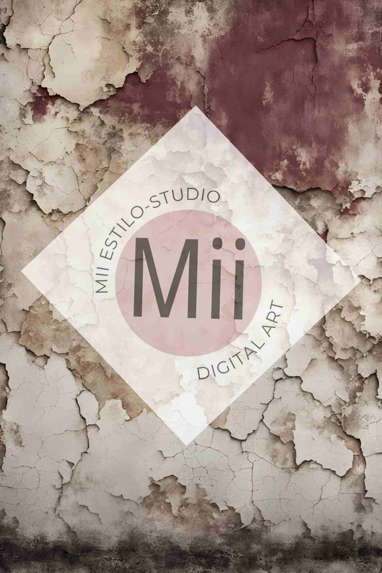 Anemone Vintage Cracked Plaster Digital Backdrop – Aged Red and Beige Peeling Wall Texture for Photography - Mii - Estilo