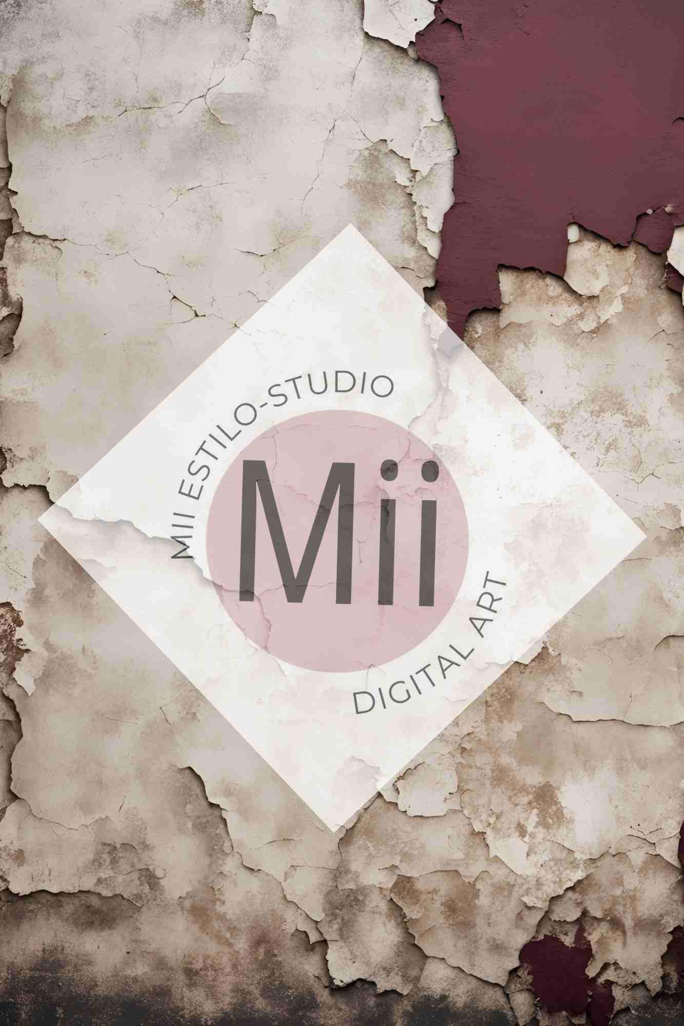 Anemone Vintage Cracked Plaster Digital Backdrop – Aged Red and Beige Peeling Wall Texture for Photography - Mii - Estilo