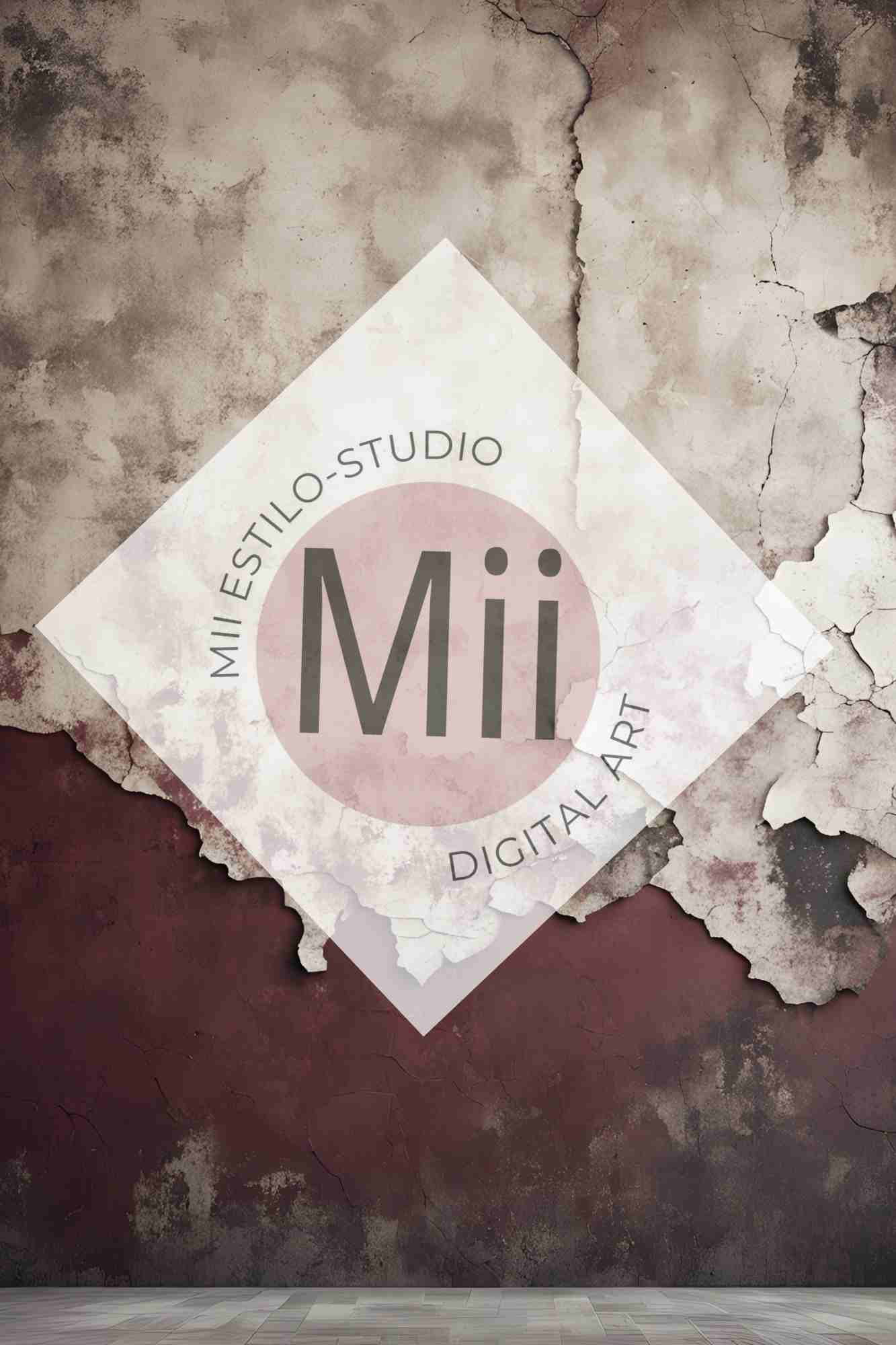 Anemone Vintage Cracked Plaster Digital Backdrop – Aged Red and Beige Peeling Wall Texture for Photography - Mii - Estilo