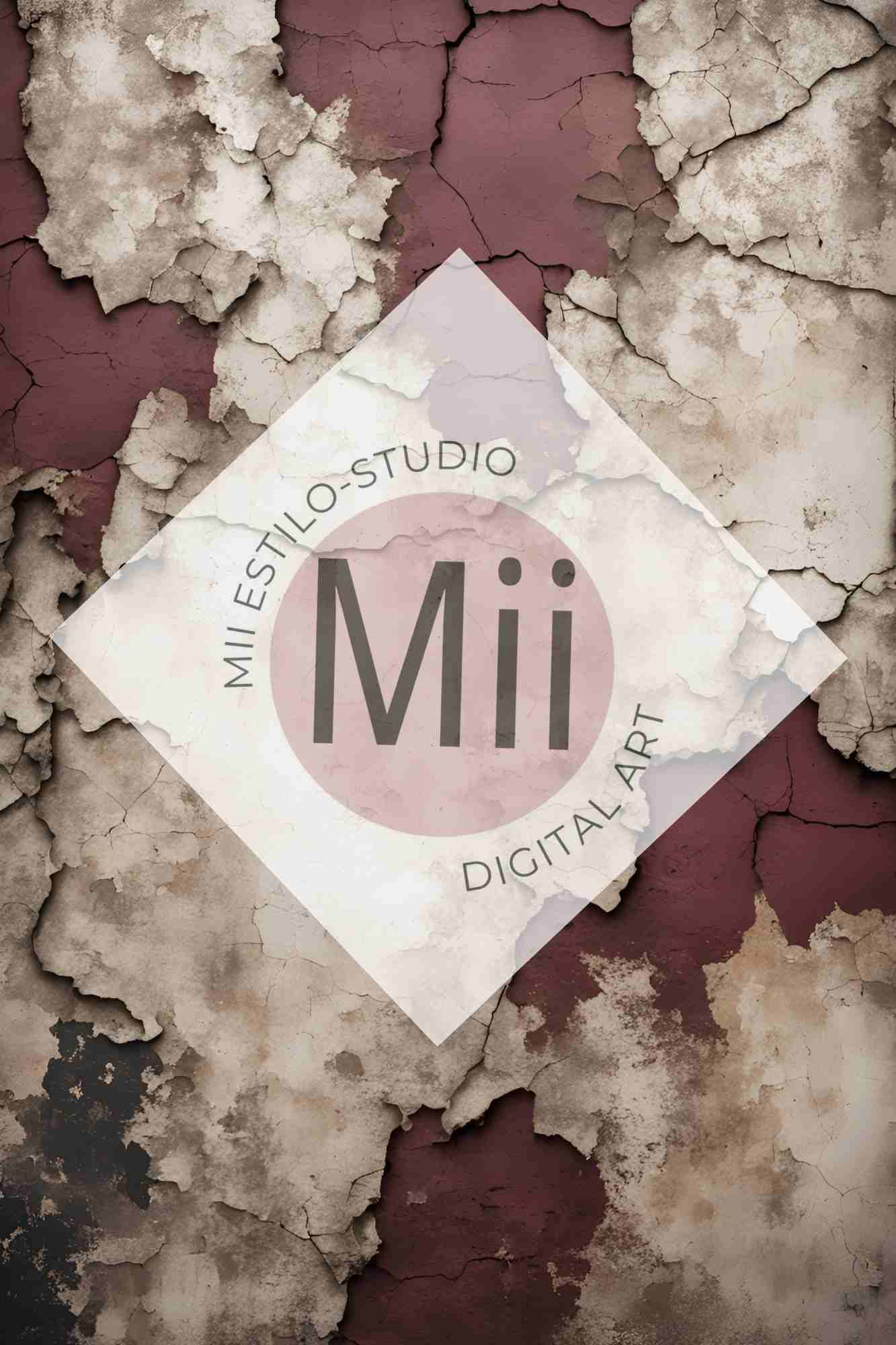 Anemone Vintage Cracked Plaster Digital Backdrop – Aged Red and Beige Peeling Wall Texture for Photography - Mii - Estilo