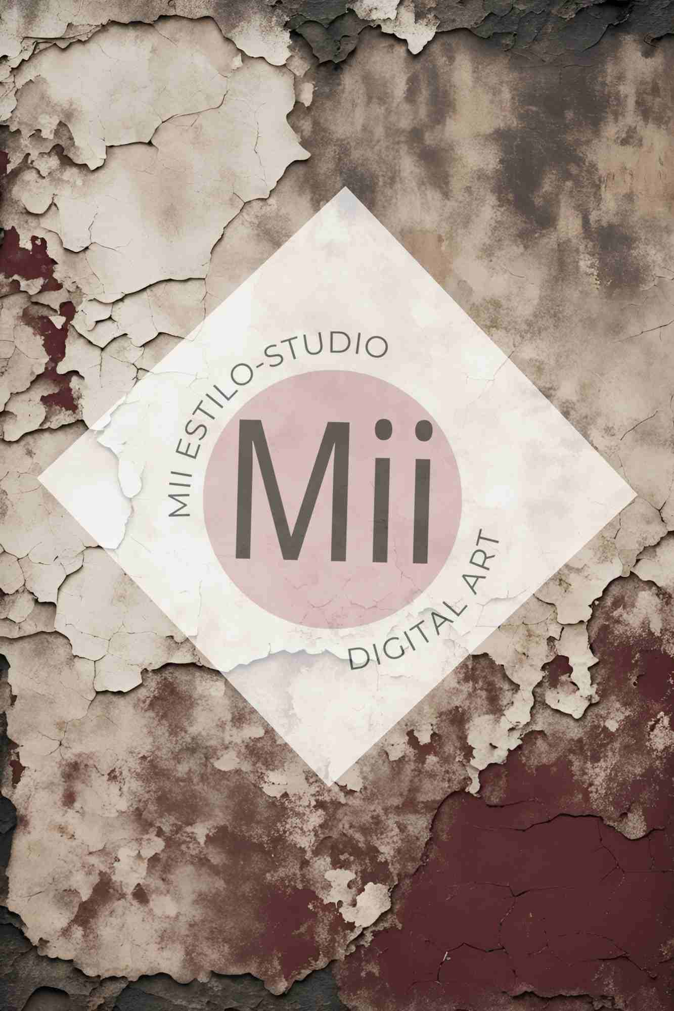 Anemone Vintage Cracked Plaster Digital Backdrop – Aged Red and Beige Peeling Wall Texture for Photography - Mii - Estilo