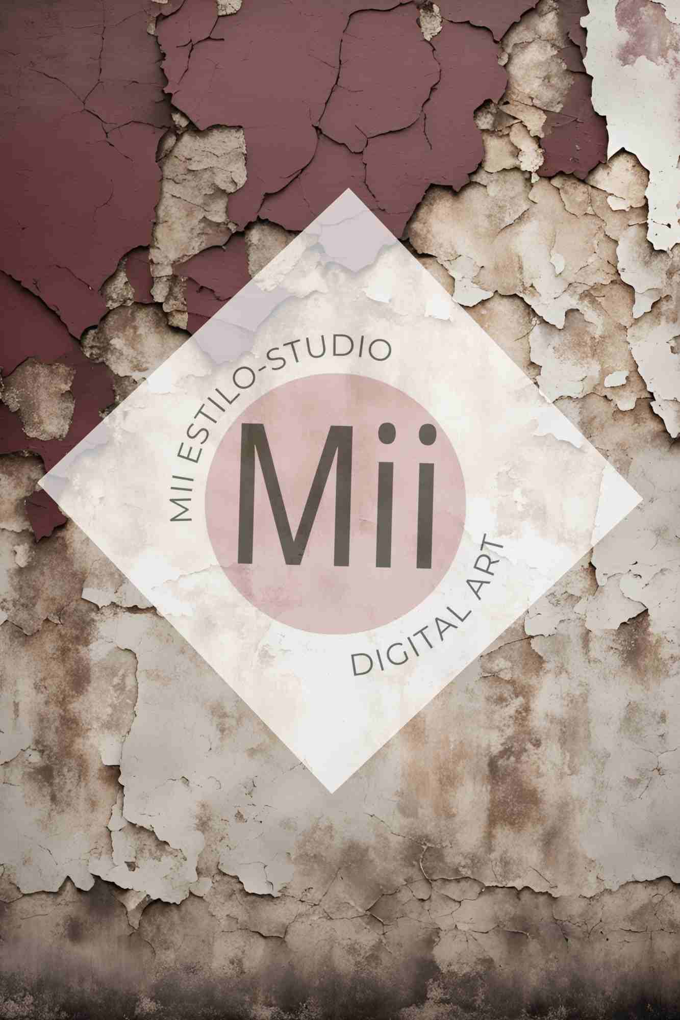 Anemone Vintage Cracked Plaster Digital Backdrop – Aged Red and Beige Peeling Wall Texture for Photography - Mii - Estilo