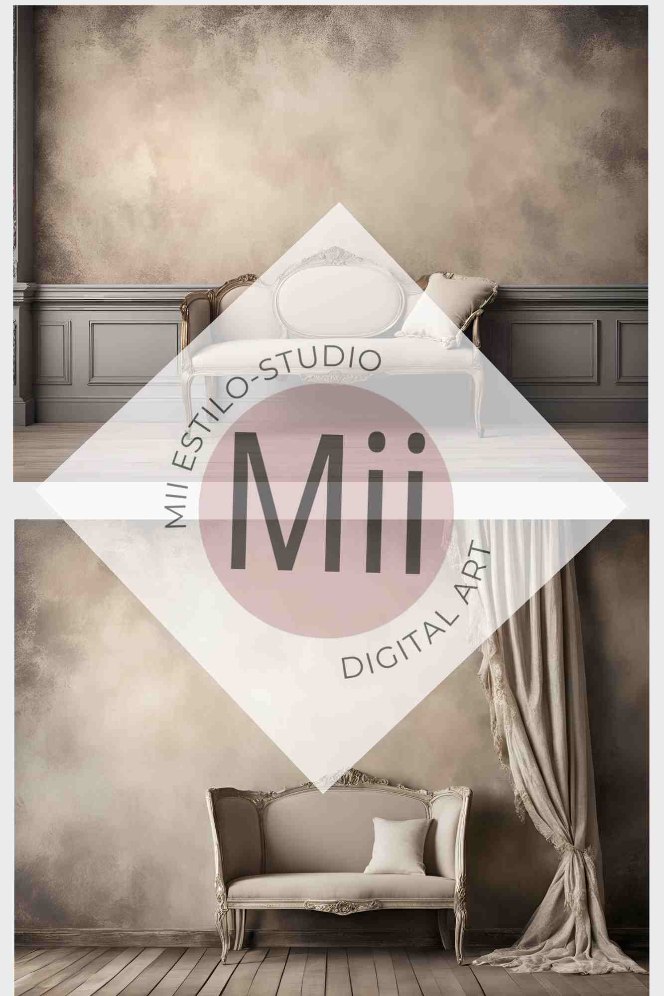 Anjer Elegant Vintage Sofa Digital Backdrop – Luxurious Rococo - Inspired Photography Background for Photoshop - Mii - Estilo