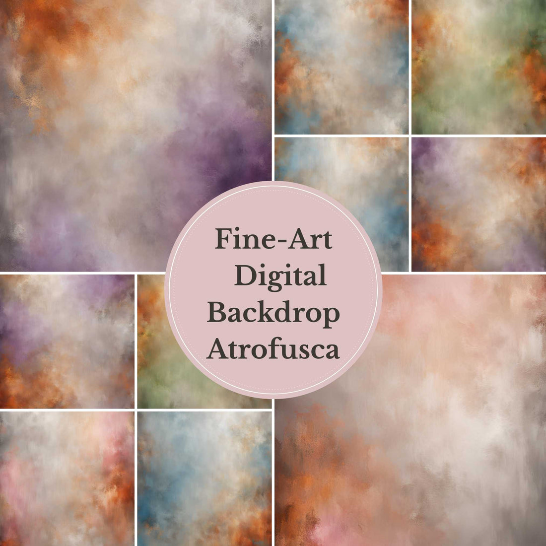 Atrofusca Luxury Abstract Painted Digital Backdrop – Soft Pastel & Earthy Tones for Photography & Photoshop - Mii - Estilo