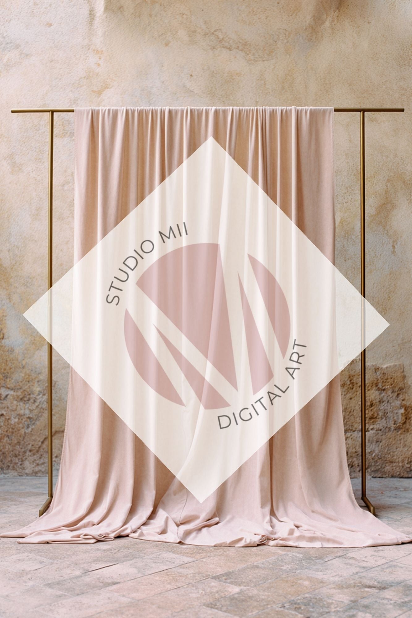 Blush Draped Fabric Backdrop Set (12) – Old World Textured Wall Fine Art Digital Backgrounds - Studio Mulder