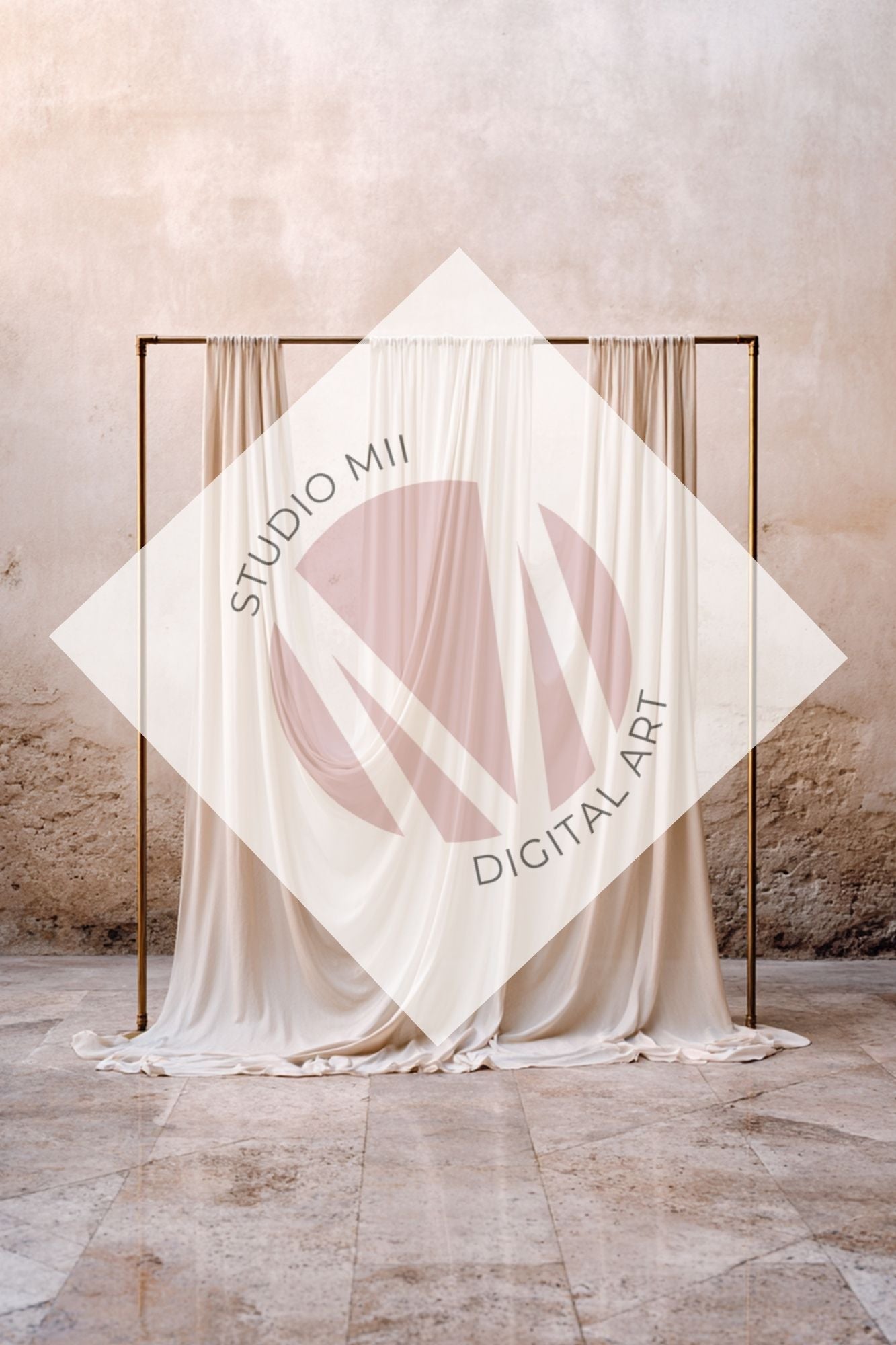 Blush Draped Fabric Backdrop Set (12) – Old World Textured Wall Fine Art Digital Backgrounds - Studio Mulder