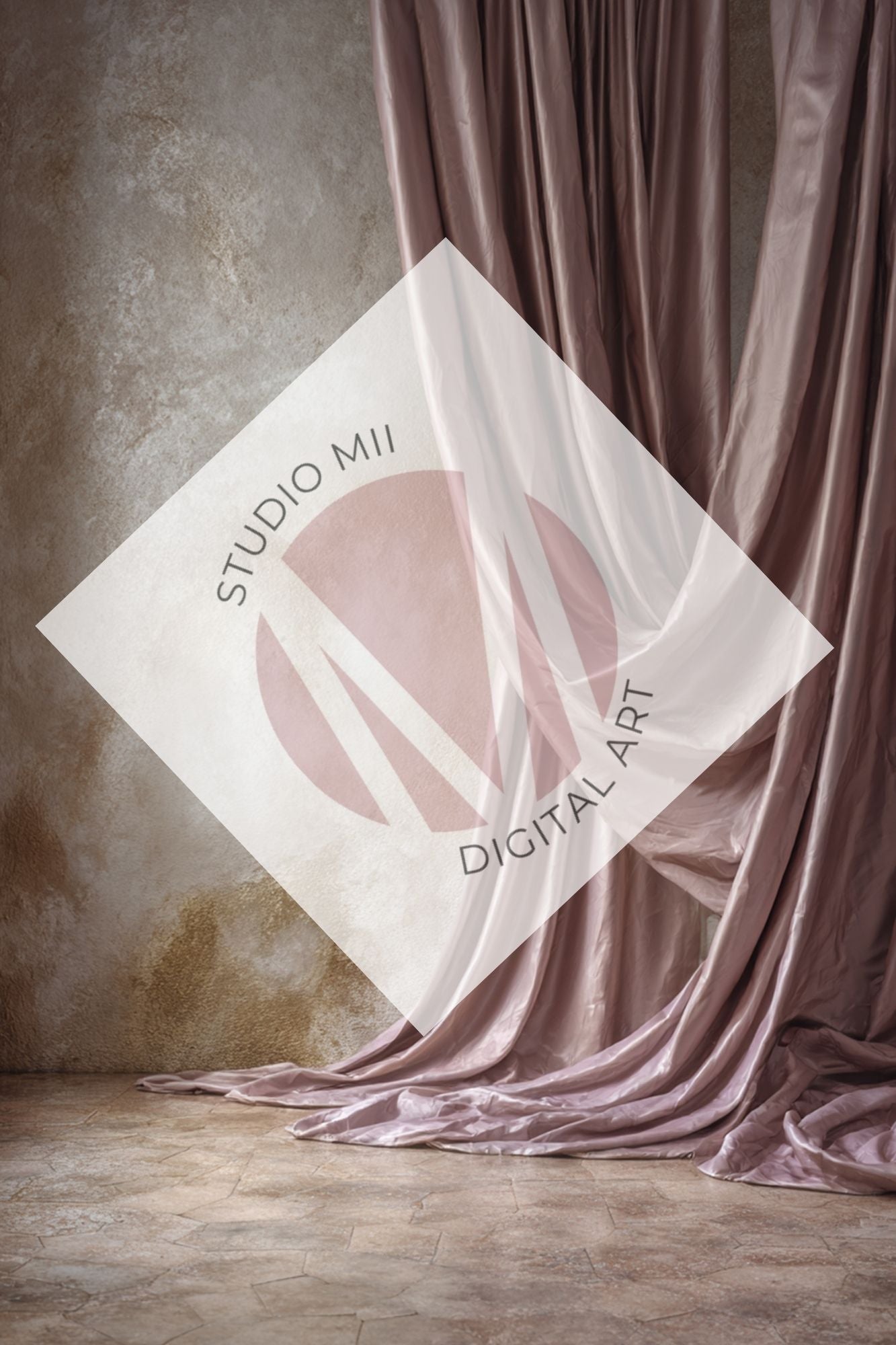 Blush Draped Fabric Backdrop Set (12) – Old World Textured Wall Fine Art Digital Backgrounds - Studio Mulder