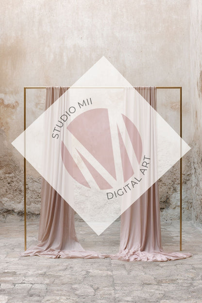 Blush Draped Fabric Backdrop Set (12) – Old World Textured Wall Fine Art Digital Backgrounds - Studio Mulder