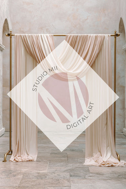 Blush Draped Fabric Backdrop Set (12) – Old World Textured Wall Fine Art Digital Backgrounds - Studio Mulder