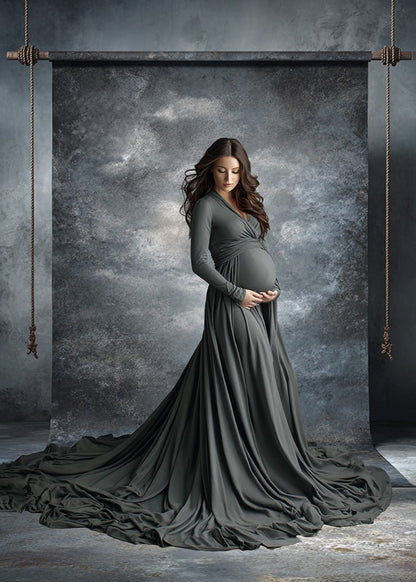 Dark Grey Backdrop – Moody Painterly Studio Background for Portrait Photography - Mii - Estilo