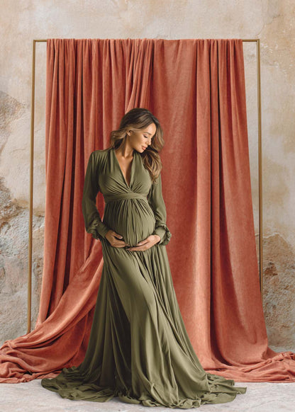 Draped Linen Studio Backdrop Set - Rust orange – Vintage Textured Wall, Fine Art Digital Backgrounds - Mii - Estilo