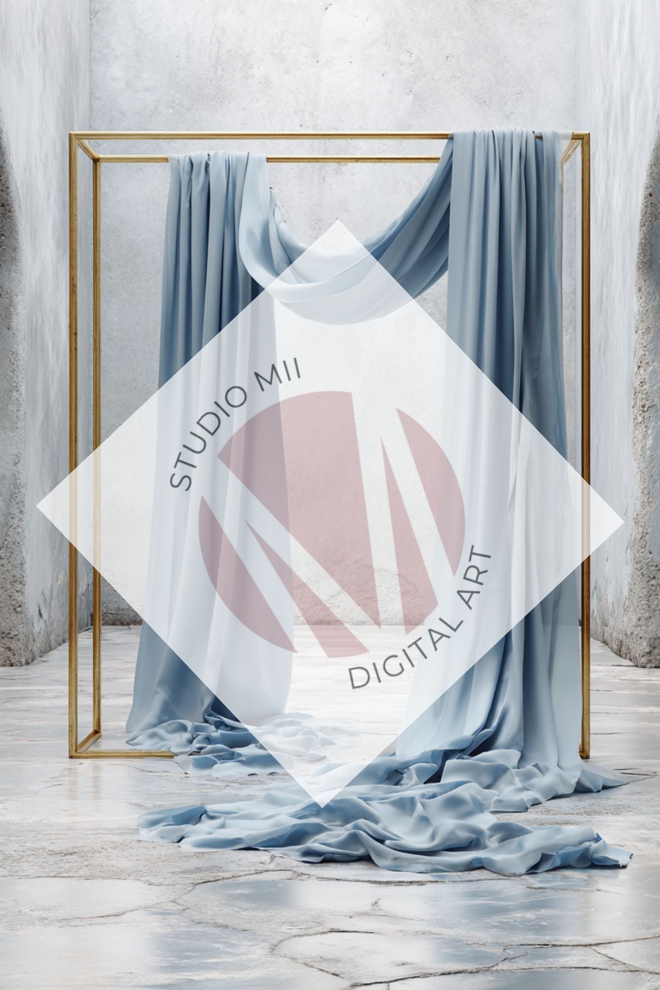 Dusty Blue Draped Fabric Backdrop Set (12) – Old World Textured Wall Fine Art Digital Backgrounds - Studio Mulder