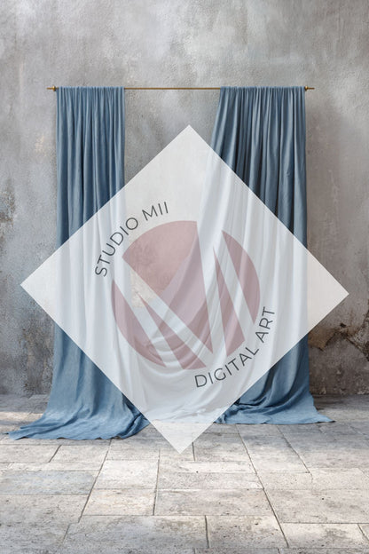 Dusty Blue Draped Fabric Backdrop Set (12) – Old World Textured Wall Fine Art Digital Backgrounds - Studio Mulder