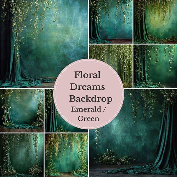 Enchanted Emerald Forest Backdrop – Lush Greenery with Deep Green Textured Wall - Mii - Estilo