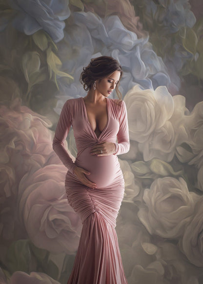 Floral Paint Digital Backdrop Collection – Pink &amp; Blue Tones for Fine Art and Maternity Photography - Mii - Estilo