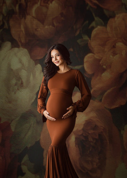 Floral Paint Digital Backdrop Collection – Red &amp; Brown Tones for Fine Art and Maternity Photography - Mii - Estilo