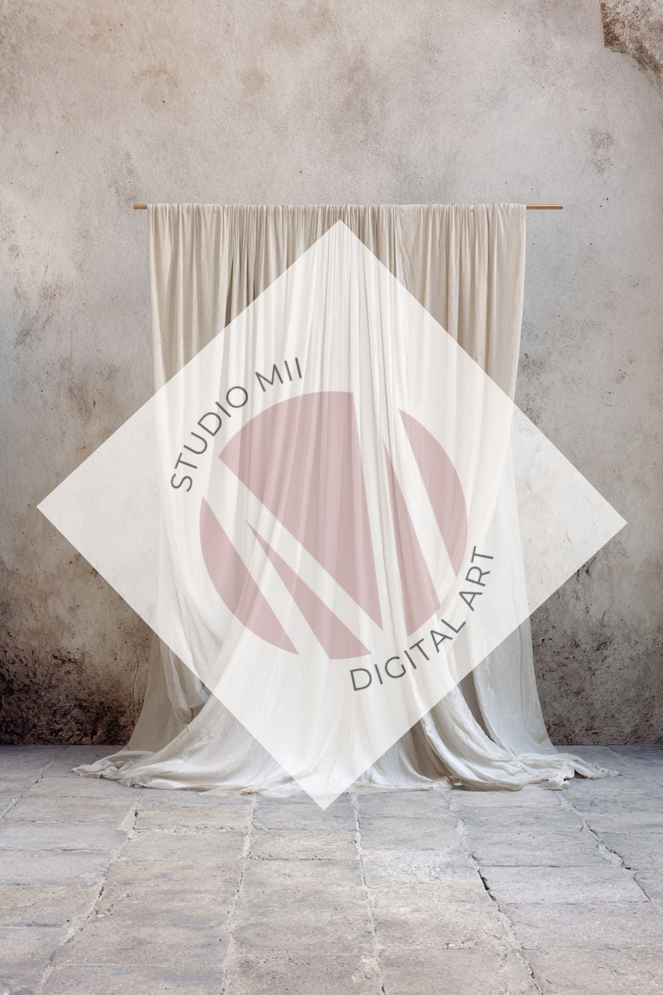 Ivory Draped Fabric Backdrop Set (12) – Old World Textured Wall Fine Art Digital Backgrounds - Studio Mulder