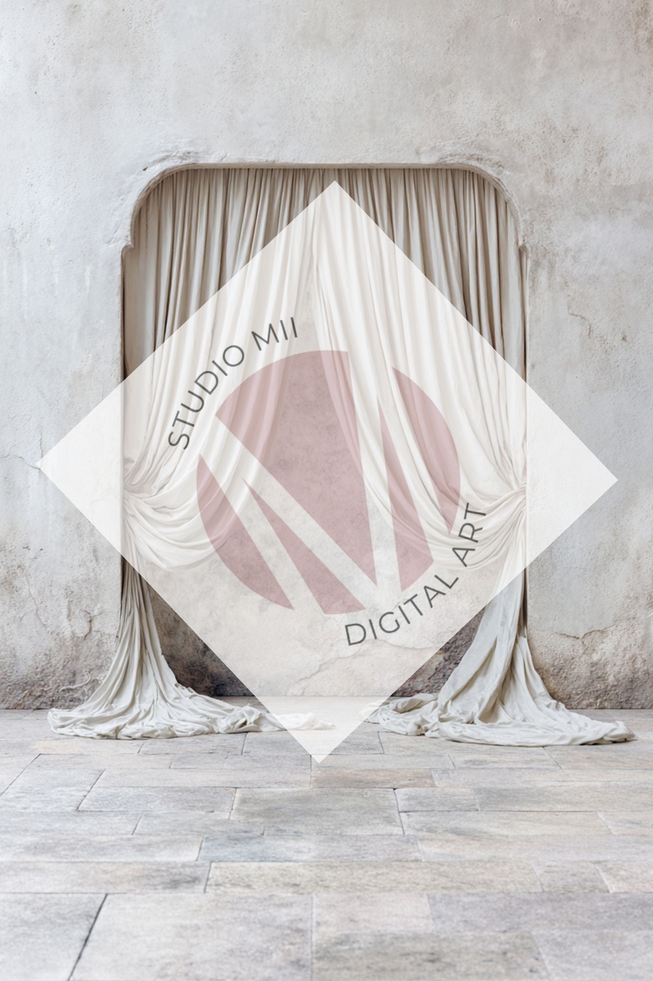 Ivory Draped Fabric Backdrop Set (12) – Old World Textured Wall Fine Art Digital Backgrounds - Studio Mulder