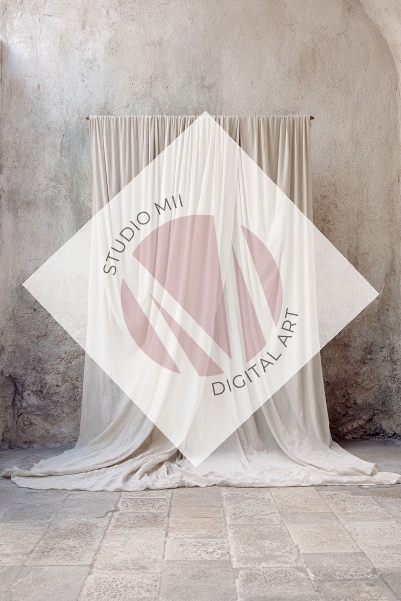 Ivory Draped Fabric Backdrop Set (12) – Old World Textured Wall Fine Art Digital Backgrounds - Studio Mulder