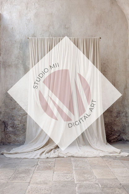 Ivory Draped Fabric Backdrop Set (12) – Old World Textured Wall Fine Art Digital Backgrounds - Studio Mulder