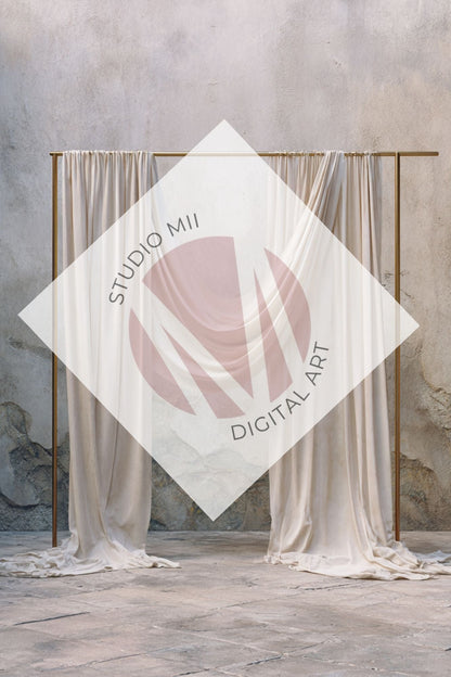 Ivory Draped Fabric Backdrop Set (12) – Old World Textured Wall Fine Art Digital Backgrounds - Studio Mulder