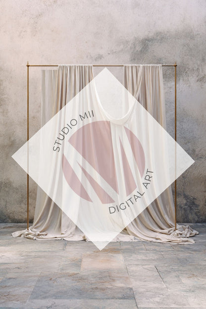 Ivory Draped Fabric Backdrop Set (12) – Old World Textured Wall Fine Art Digital Backgrounds - Studio Mulder